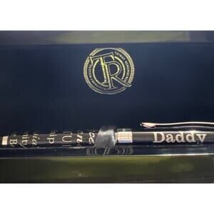 NWB Things Remembered Engravable Black Wooden Case with Black 'Dad" Executive Pe